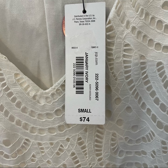 Worthington women’s Ivory lace drop shoulder flutter sleeve shift dress, small - Picture 8 of 8